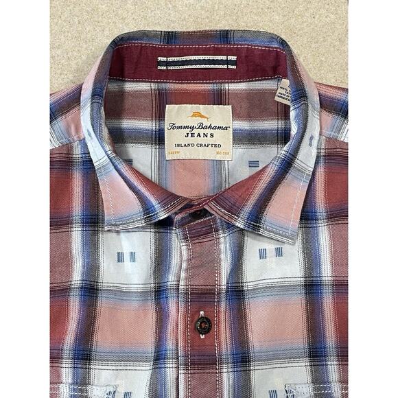 Tommy Bahama Men's Size Large Island Crafted Long Sleeve Button Down Plaid Shirt - Picture 8 of 10